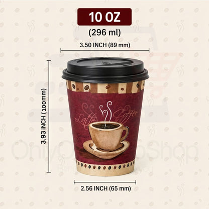 *Buy Bulk* 10oz Disposable Heaven Poly Paper Cups with Black Dome Lids Hot & Cold Paper Cups VeZee