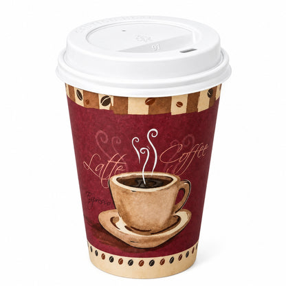 *Buy Bulk* 10oz Disposable Heaven Poly Paper Cups with White Dome Lids Hot & Cold Paper Cups VeZee Pack of 100