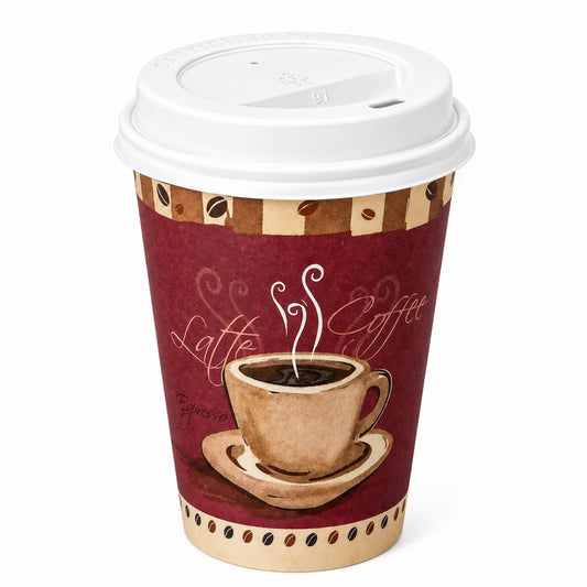 *Buy Bulk* 10oz Disposable Heaven Poly Paper Cups with White Dome Lids Hot & Cold Paper Cups VeZee Pack of 100