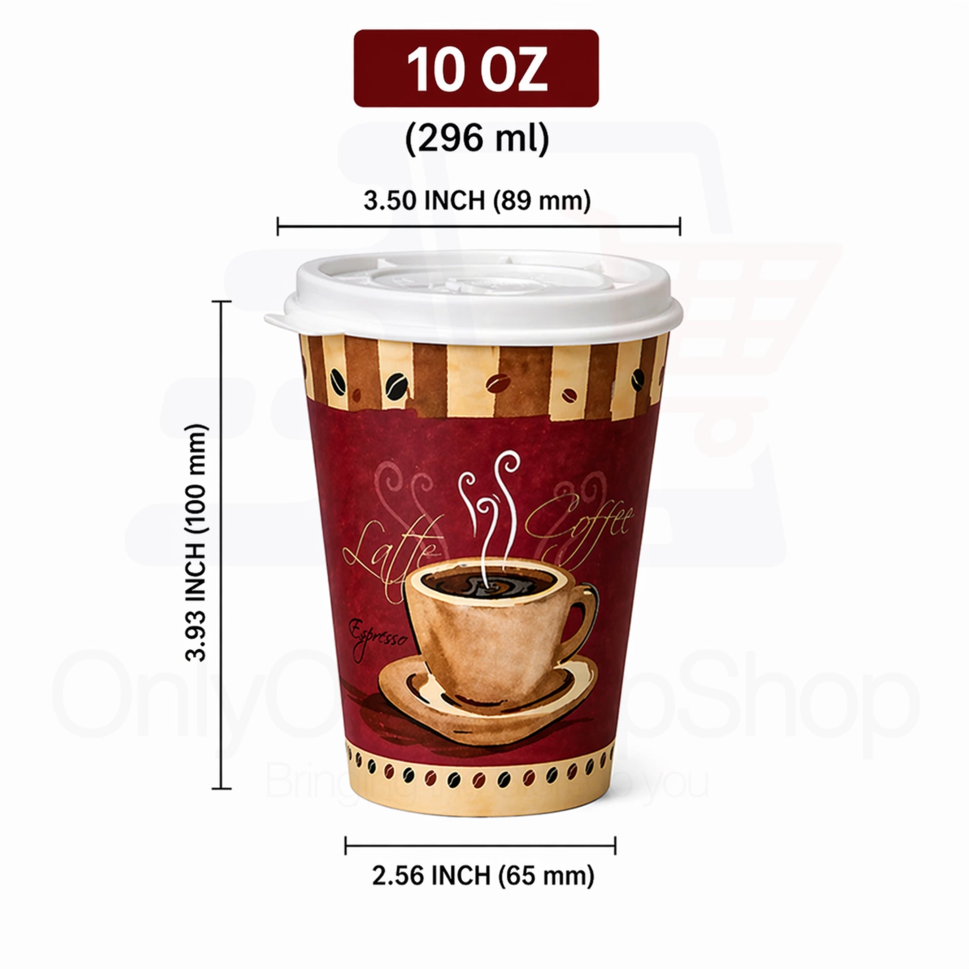 *Buy Bulk* 10oz Disposable Heaven Poly Paper Cups with white Lid Hot & Cold Paper Cups VeZee