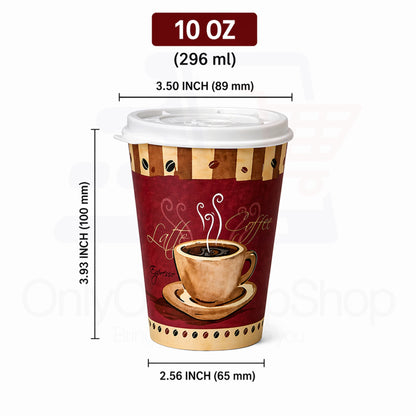 *Buy Bulk* 10oz Disposable Heaven Poly Paper Cups with white Lid Hot & Cold Paper Cups VeZee