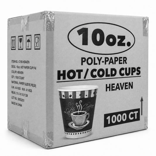 *WHOLESALE* 10 oz Heaven White Poly Paper Cups Hot and Cold Disposable Leak Resistant 1000/Case Paper Cups VeZee