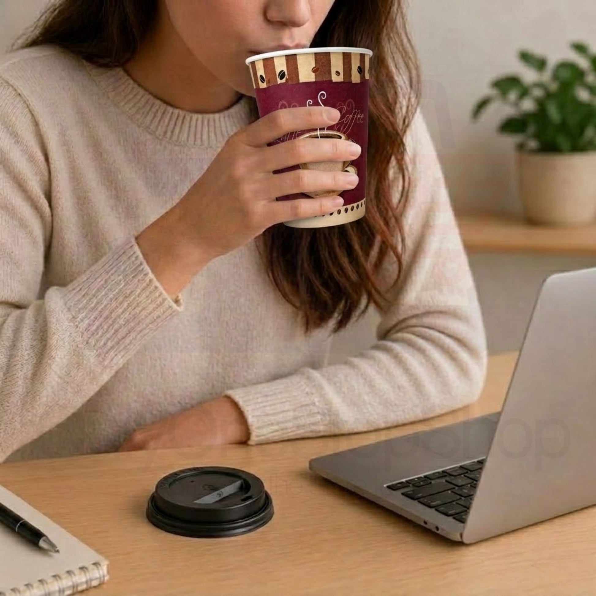 *Buy Bulk* 12oz Disposable Heaven Poly Paper Cups with Black Dome Lids Hot & Cold Paper Cups VeZee