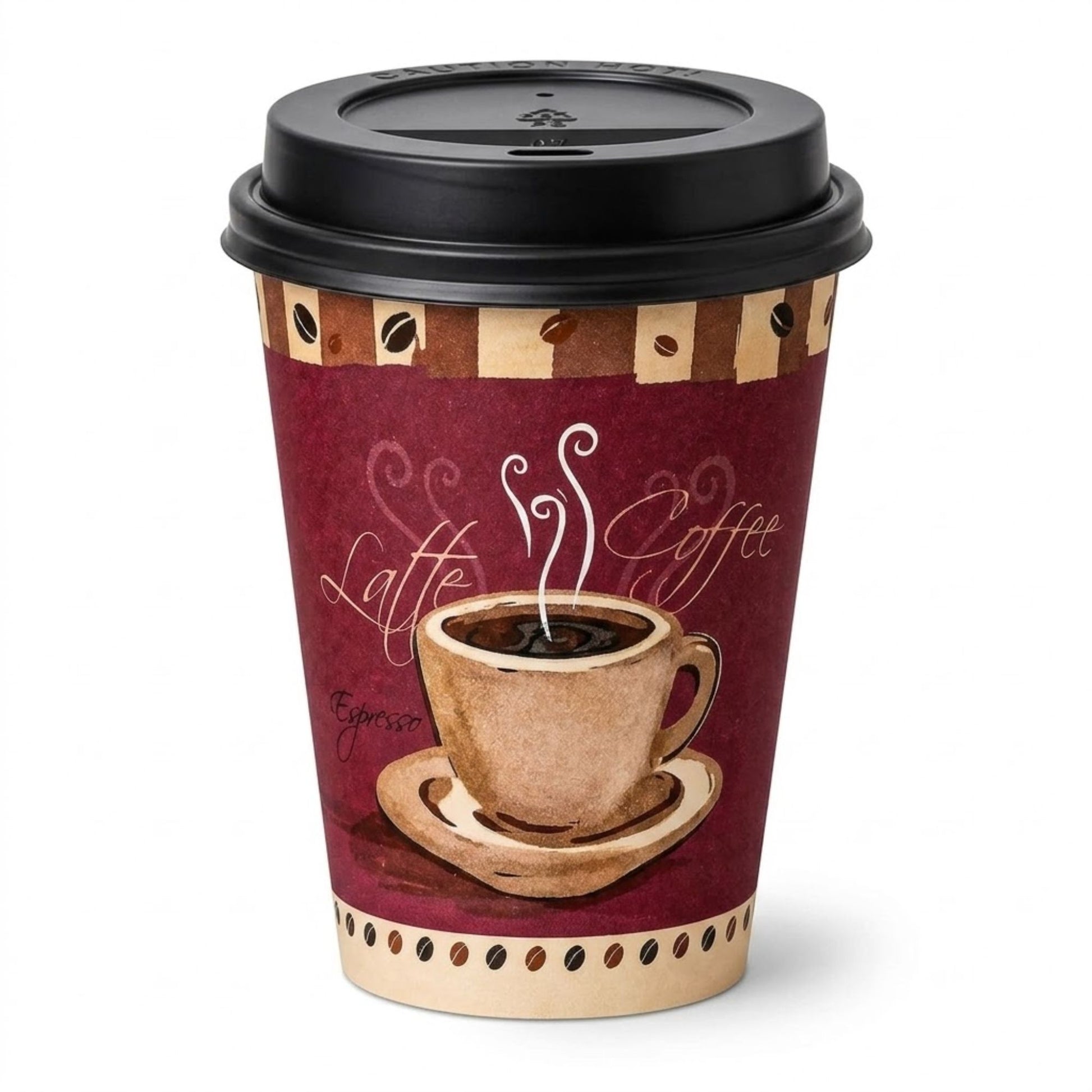 *Buy Bulk* 12oz Disposable Heaven Poly Paper Cups with Black Dome Lids Hot & Cold Paper Cups VeZee Pack of 100