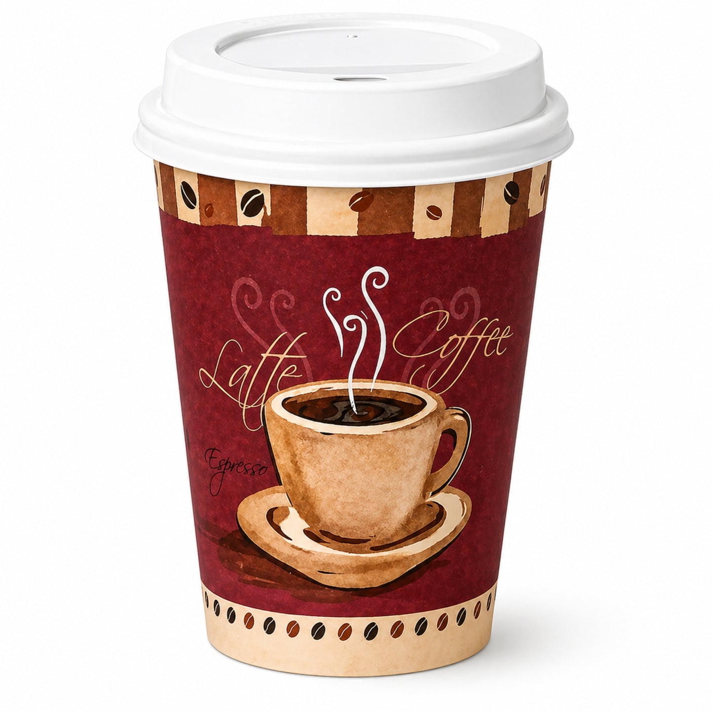 *Buy Bulk* 12oz Disposable Heaven Poly Paper Cups with White Dome Lids Hot & Cold Paper Cups VeZee Pack of 100