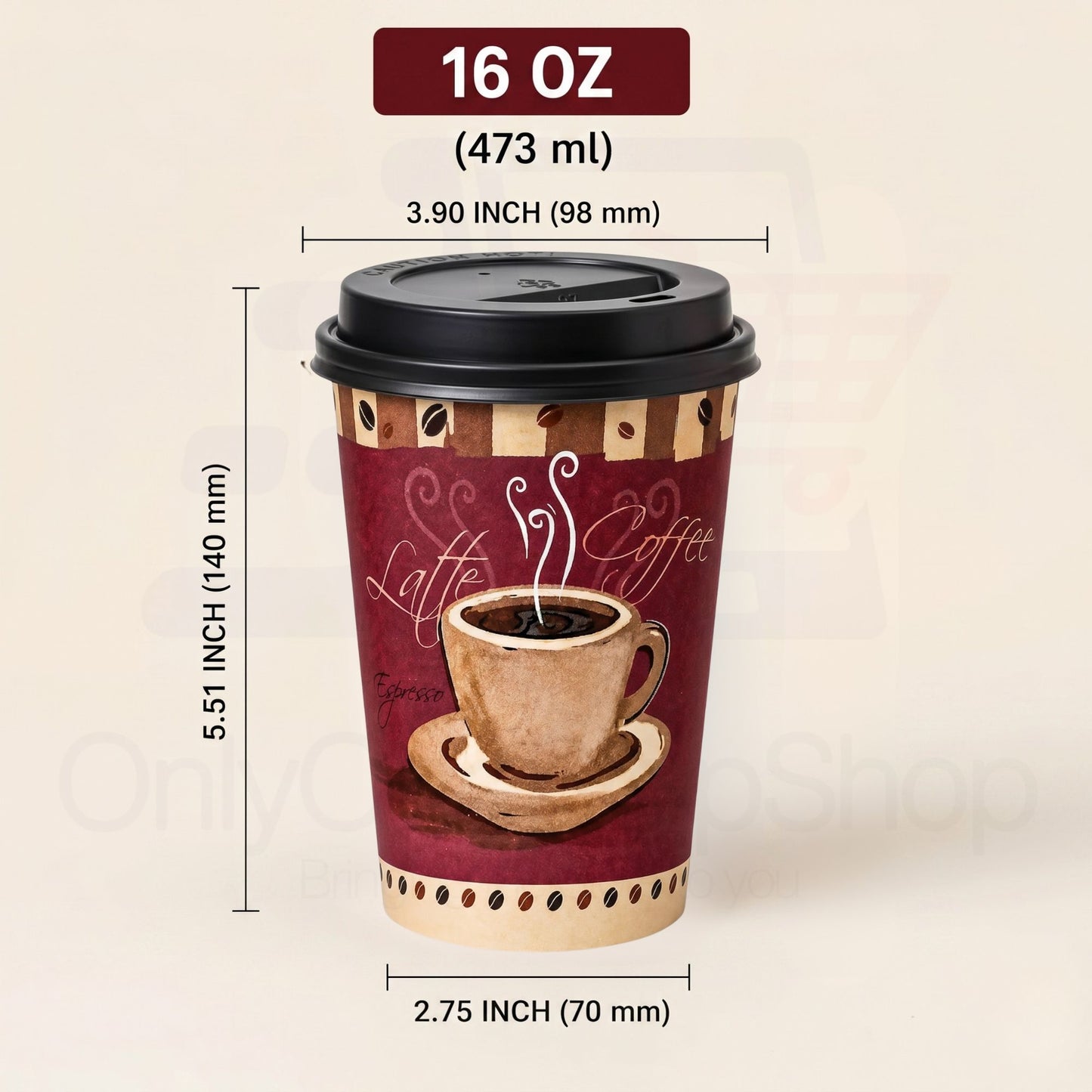 *Buy Bulk* 16oz Disposable Heaven Poly Paper Cups with Black Dome Lids Hot & Cold Paper Cups VeZee