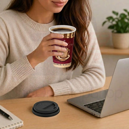 *Buy Bulk* 16oz Disposable Heaven Poly Paper Cups with Black Dome Lids Hot & Cold Paper Cups VeZee
