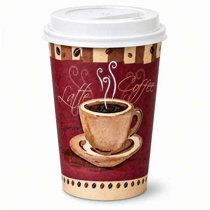 *Buy Bulk* 16oz Disposable Heaven Poly Paper Cups with White Dome Lids Hot & Cold Paper Cups VeZee Pack of 100