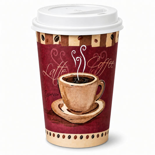 *Buy Bulk* 16oz Disposable Heaven Poly Paper Cups with White Dome Lids Hot & Cold Paper Cups VeZee Pack of 100