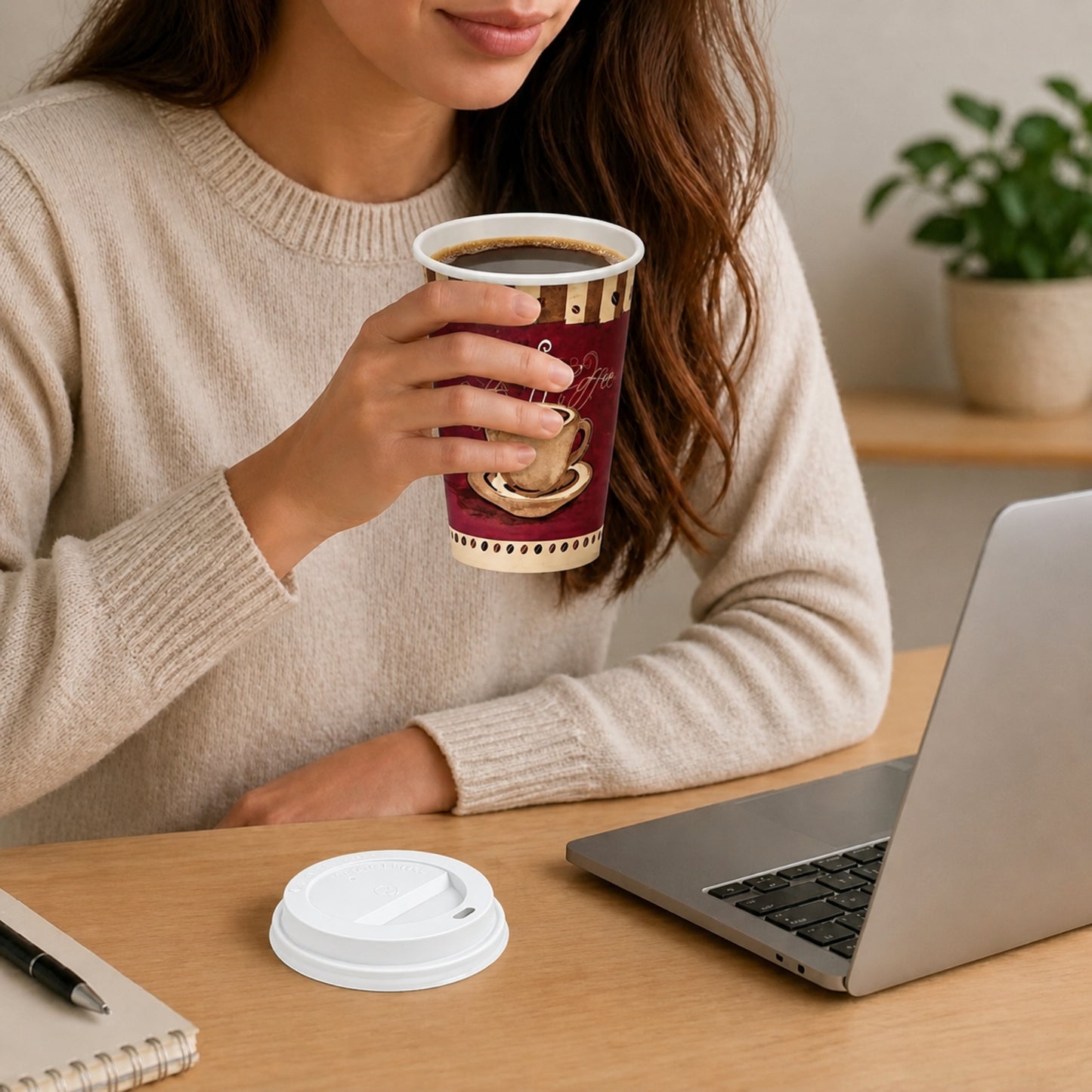 *Buy Bulk* 16oz Disposable Heaven Poly Paper Cups with White Dome Lids Hot & Cold Paper Cups VeZee