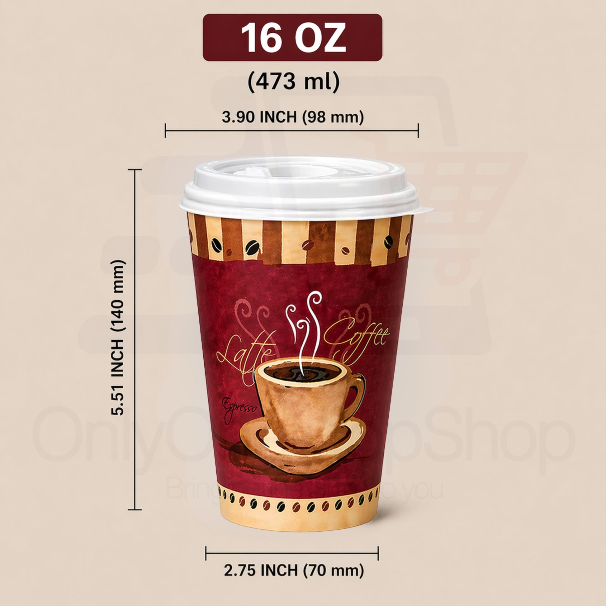 *Buy Bulk* 16oz Disposable Heaven Poly Paper Cups with White Lids Hot & Cold Paper Cups VeZee