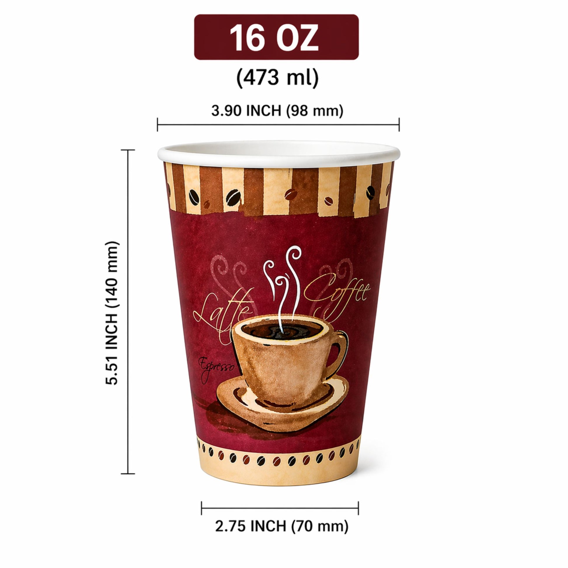 *BUY BULK* 16 oz Heaven White Poly Paper Cups Hot and Cold Disposable Leak Resistant Cups Paper Cups VeZee