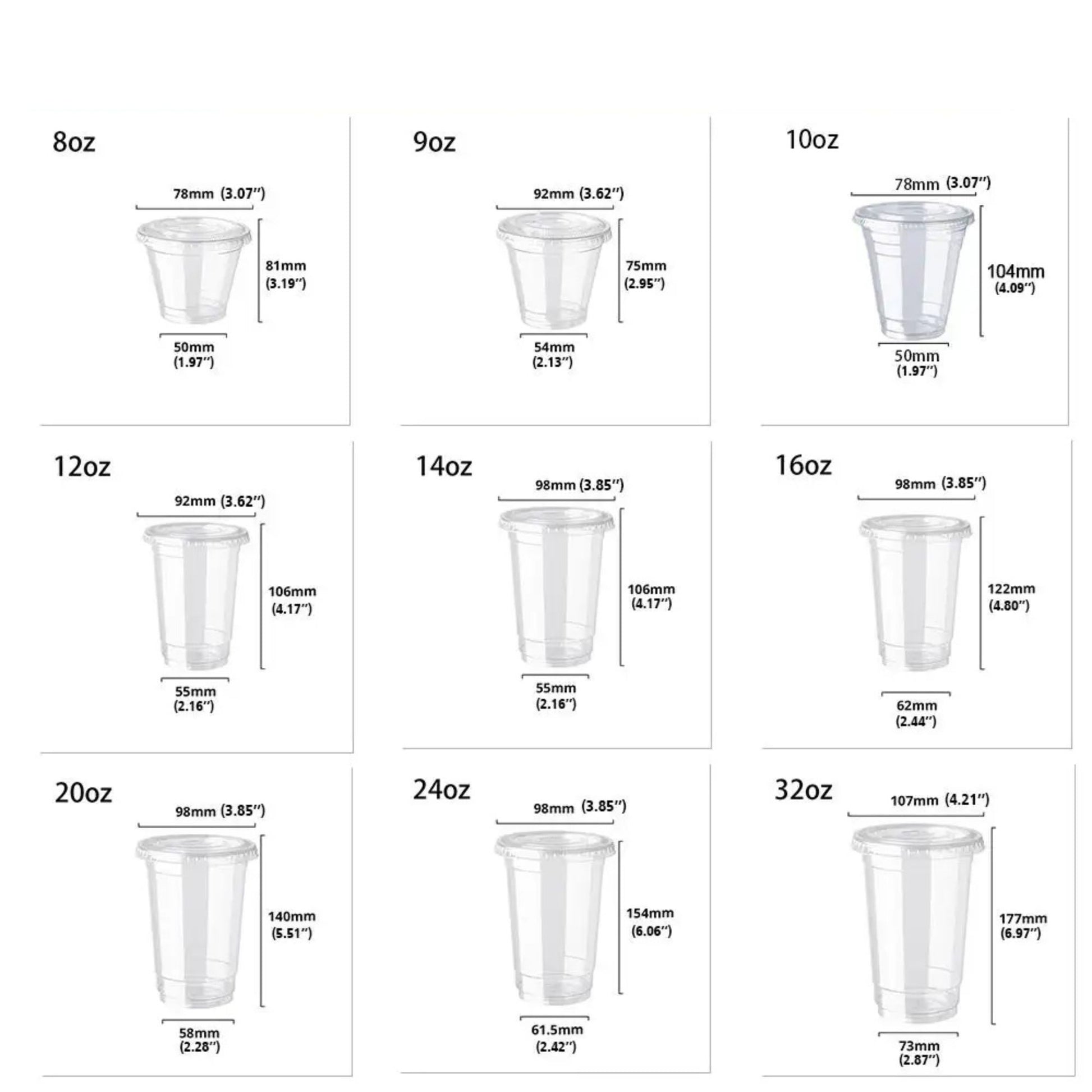 20oz Plastic Clear PET Cups With Flat Lid & Straw, for All Kinds of Beverages Smoothie Cups VeZee