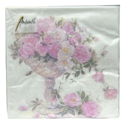 13" x 13" Premium 3-Ply Floral Tissue Napkins: 20 Count Napkins Ambiente