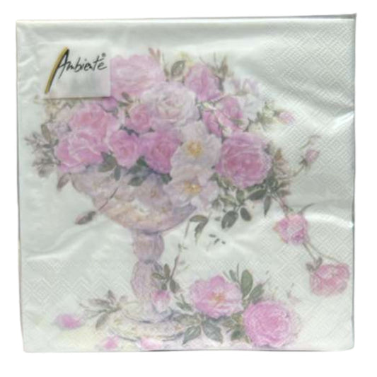 13" x 13" Premium 3-Ply Floral Tissue Napkins: 20 Count Napkins Ambiente