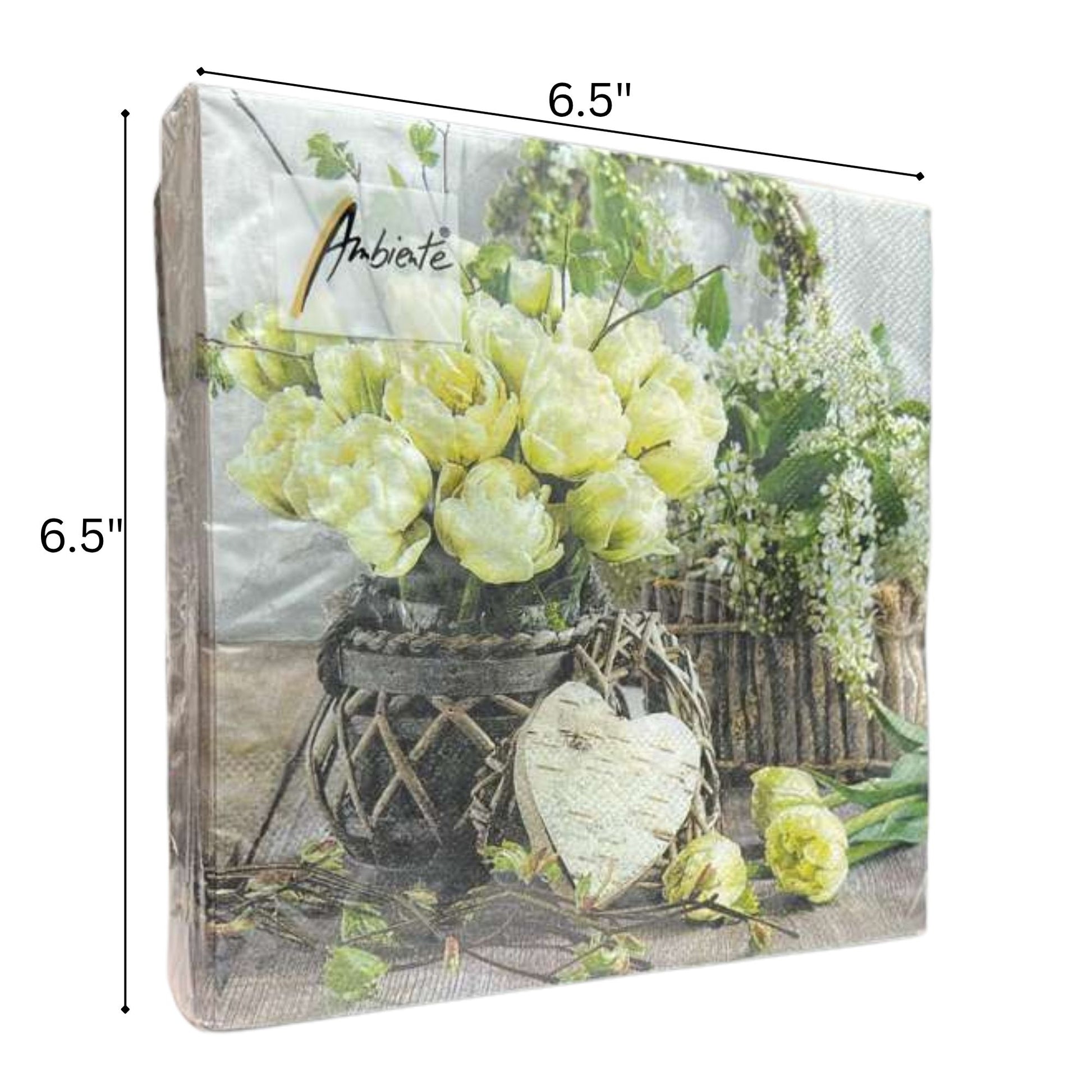 Ambiente 13" x 13" 3-Ply Floral Tissue Napkins: 20 Count Napkins Ambiente