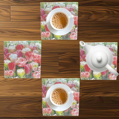 Ambiente 13" x 13" 3-Ply Tulip Garden Tissue Napkins: 20 Count Napkins Ambiente