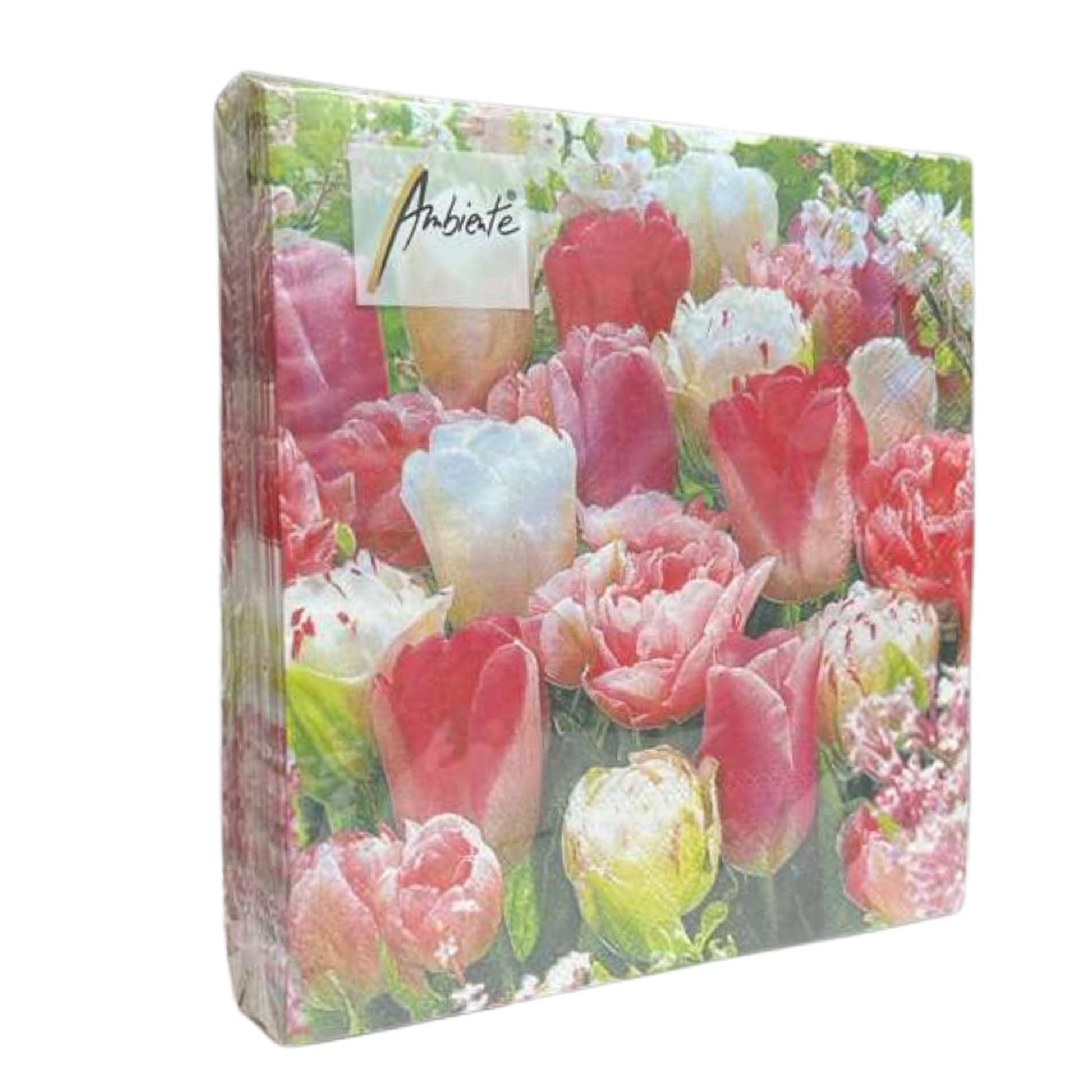 Ambiente 13" x 13" 3-Ply Tulip Garden Tissue Napkins: 20 Count Napkins Ambiente