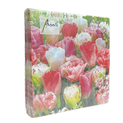 Ambiente 13" x 13" 3-Ply Tulip Garden Tissue Napkins: 20 Count Napkins Ambiente