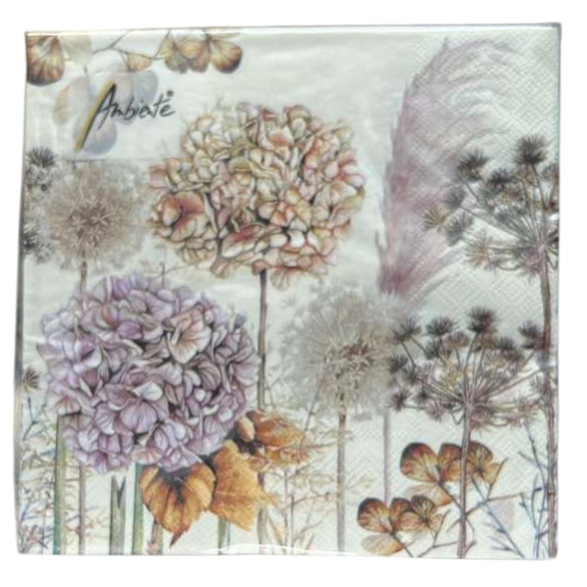 Ambiente 13" x 13" 3-Ply Soft Pastel Floral & Botanical Design Tissue Napkins: 20 Count Napkins Ambiente