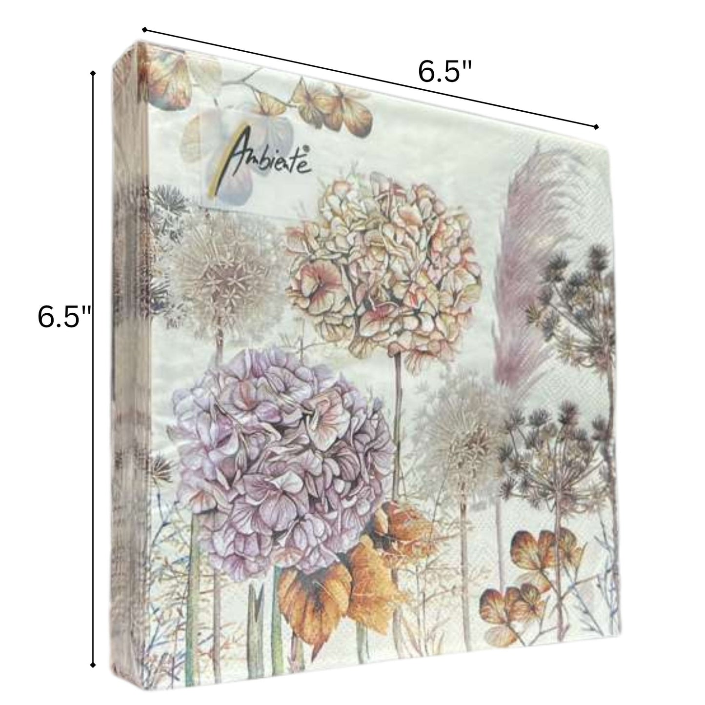 Ambiente 13" x 13" 3-Ply Soft Pastel Floral & Botanical Design Tissue Napkins: 20 Count Napkins Ambiente