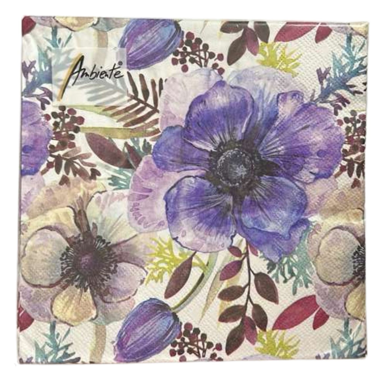 Ambiente 13" x 13" 3-Ply Floral Tissue Napkins: 20 Count Napkins Ambiente