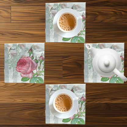 Ambiente 13" x 13" 3-Ply Rose Floral Tissue Napkins: 20 Count Napkins Ambiente