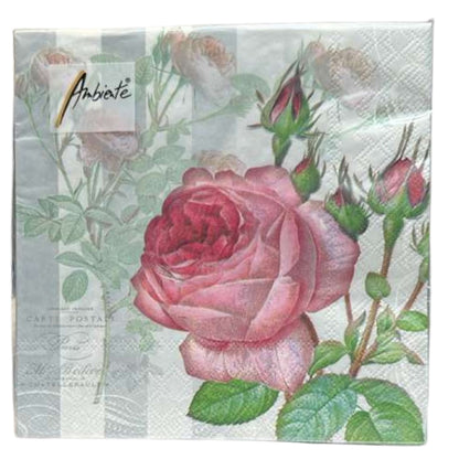 Ambiente 13" x 13" 3-Ply Rose Floral Tissue Napkins: 20 Count Napkins Ambiente