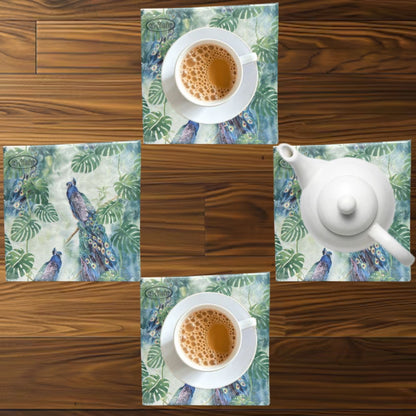 13" x 13" 3-Ply Premium Tissue Napkins – Peacock & Tropical Leaf Design: 20 Count Napkins Ti-Flair