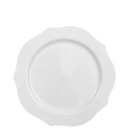 "BULK" Antique collection Plastic Salad Plates White 7'' Tablesettings Decorline   