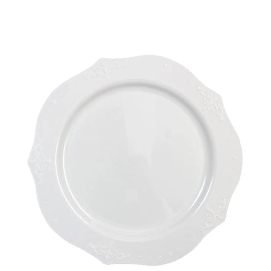 "BULK" Antique collection Plastic Salad Plates White 7'' Tablesettings Decorline   