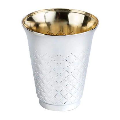 5oz Plastic Wine Kiddush Cup Silver Decor Diamond Disposable Cups Decorline