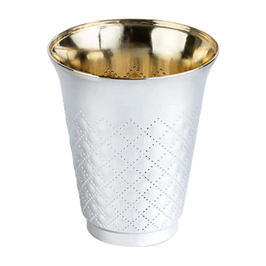 5oz Plastic Wine Kiddush Cup Silver Decor Diamond Disposable Cups Decorline