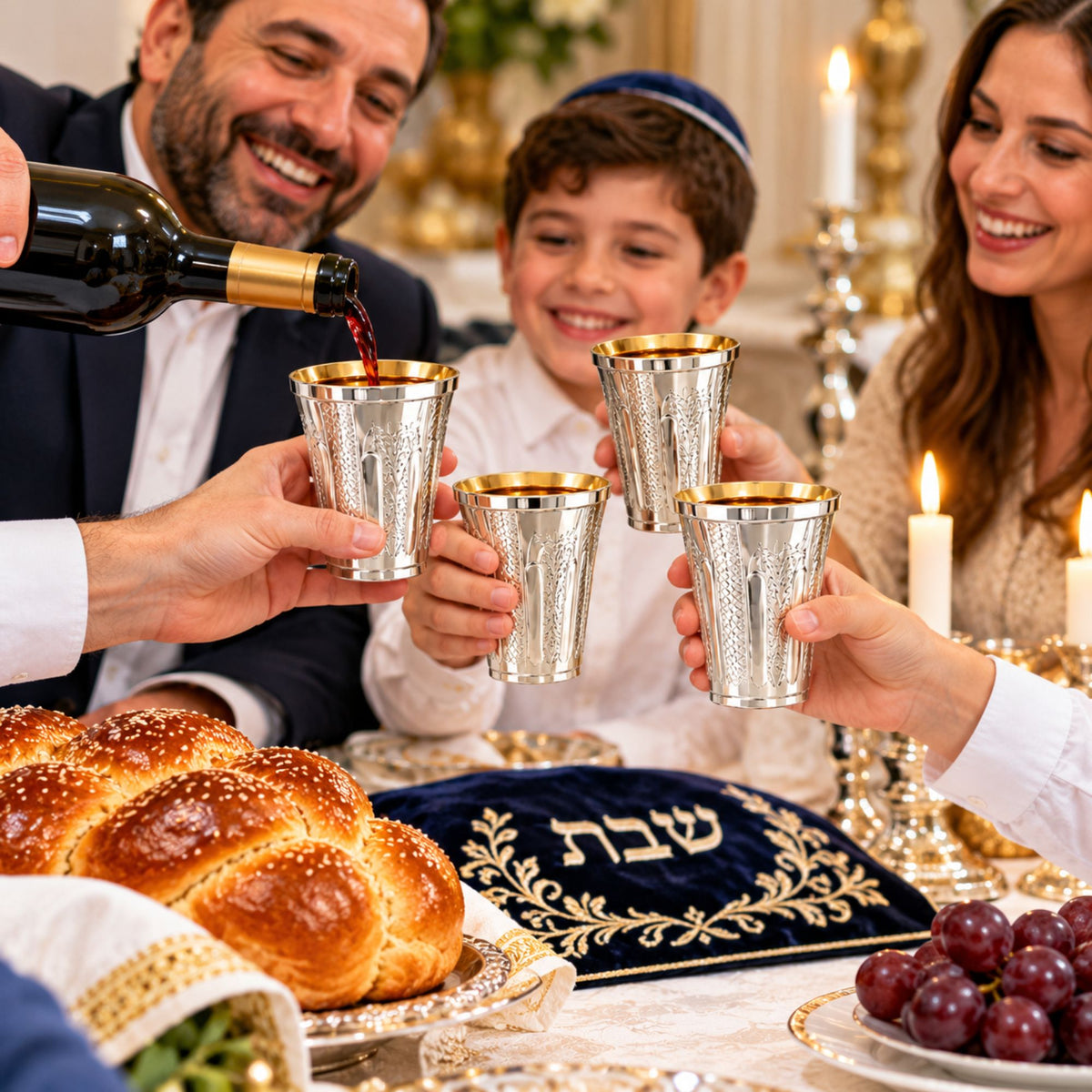 5.5 oz Set of 10 Silver Disposable Wine Kiddush Cups with Gold Interior Disposable Cups Decorline