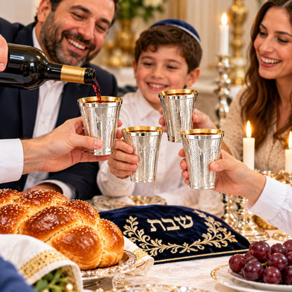 5.5 oz Set of 10 Silver Disposable Wine Kiddush Cups with Gold Interior Disposable Cups Decorline