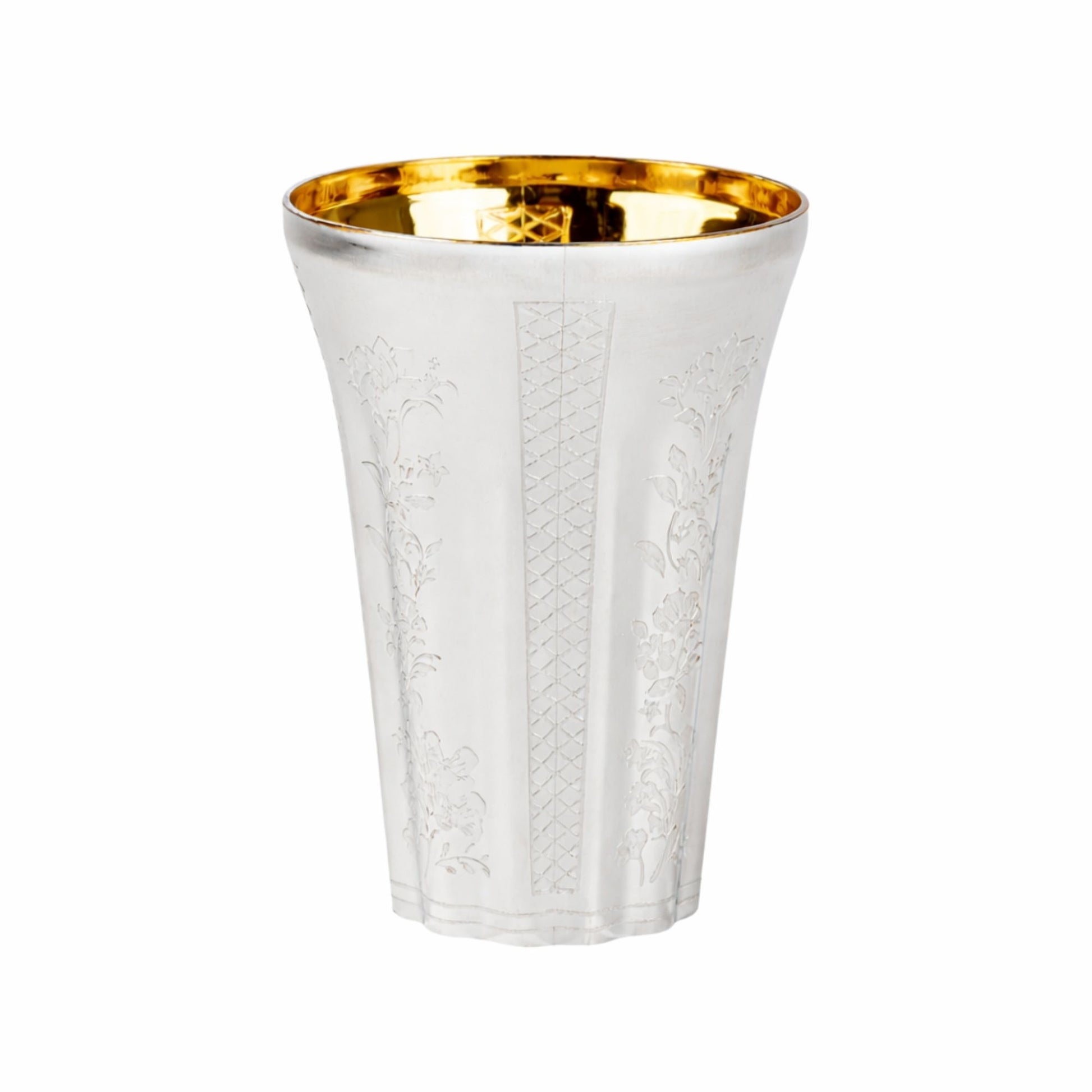 5.5 oz Set of 10 Silver Disposable Wine Kiddush Cups with Gold Interior Disposable Cups Decorline