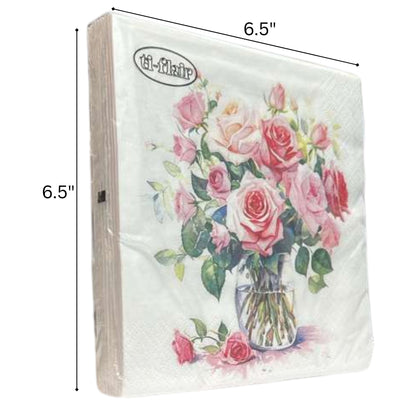 13" x 13" 3-Ply Premium Floral Tissue Napkins: 20 Count Napkins Ti-Flair
