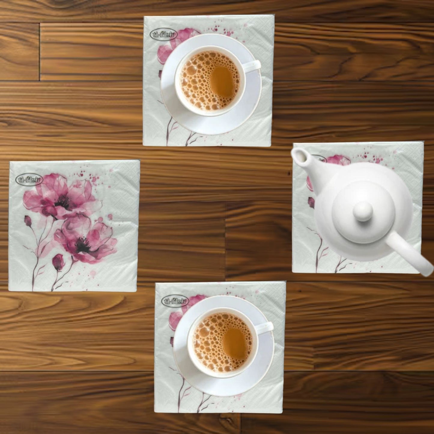 13" x 13" 3-Ply Premium Floral Tissue Napkins: 20 Count Napkins Ti-Flair