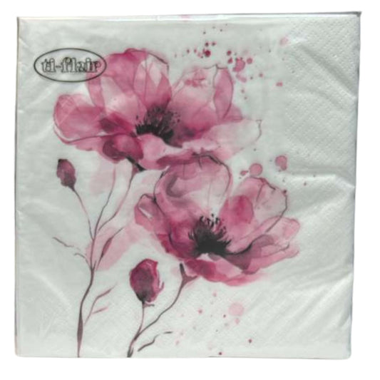13" x 13" 3-Ply Premium Floral Tissue Napkins: 20 Count Napkins Ti-Flair