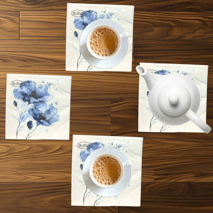 13" x 13" 3-Ply Premium Blue Floral Tissue Napkins: 20 Count Napkins Ti-Flair
