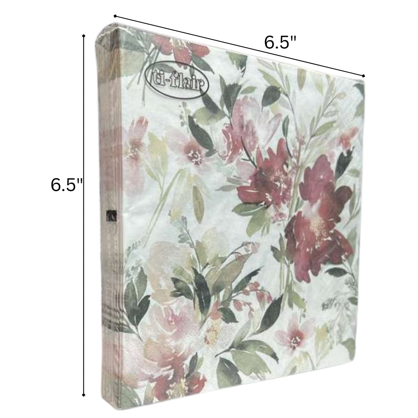 13" x 13" 3-Ply Premium Elegant Floral Design Tissue Napkin: 20 Count Napkins Ti-Flair