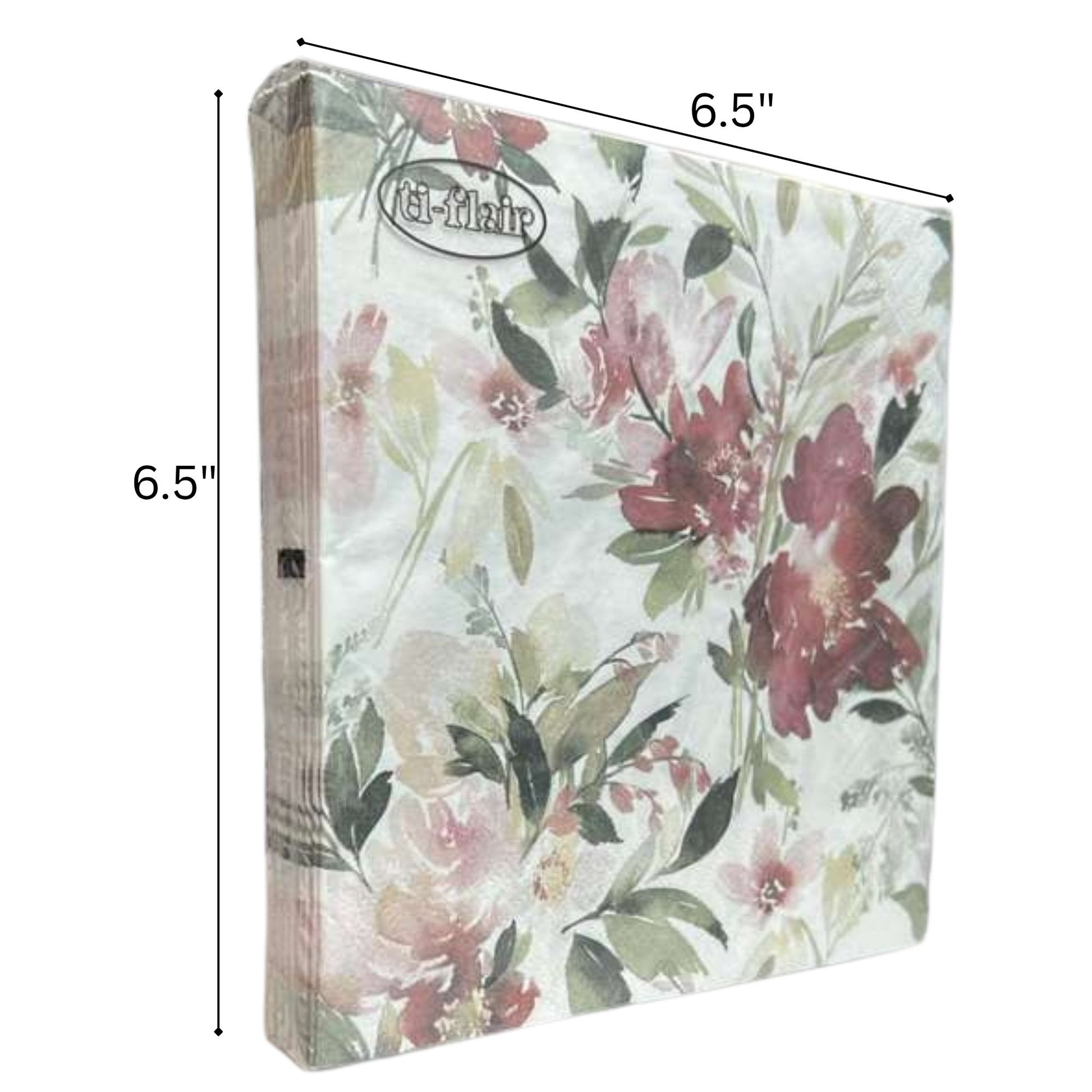 13" x 13" 3-Ply Premium Elegant Floral Design Tissue Napkin: 20 Count Napkins Ti-Flair