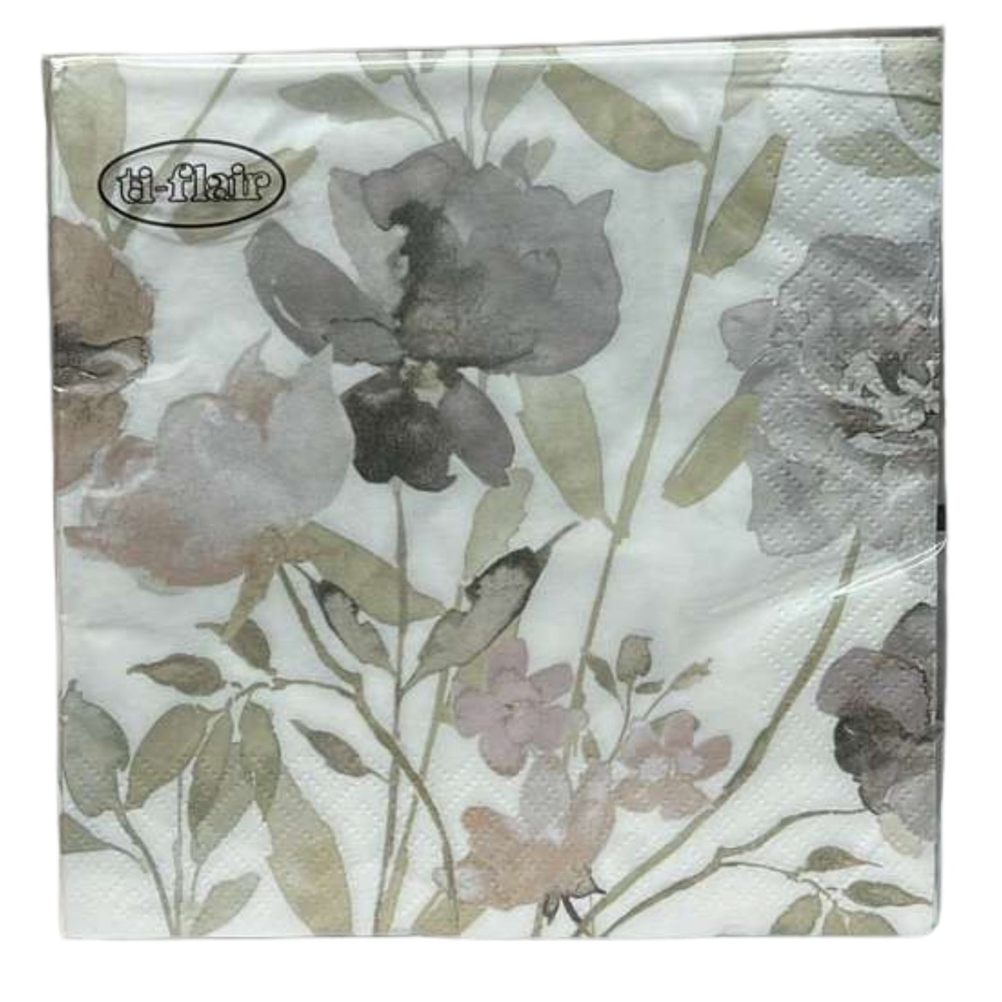 13" x 13" 3-Ply Premium Elegant Floral Design Tissue Napkin: 20 Count Napkins Ti-Flair