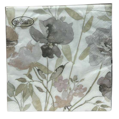 13" x 13" 3-Ply Premium Elegant Floral Design Tissue Napkin: 20 Count Napkins Ti-Flair