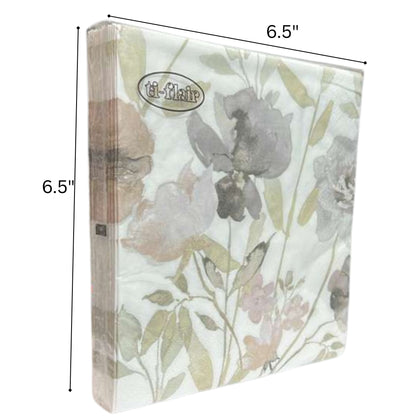 13" x 13" 3-Ply Premium Elegant Floral Design Tissue Napkin: 20 Count Napkins Ti-Flair