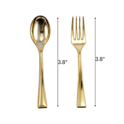 Gold Mini Plastic Spoons 3.8" Disposable Spoons Decorline