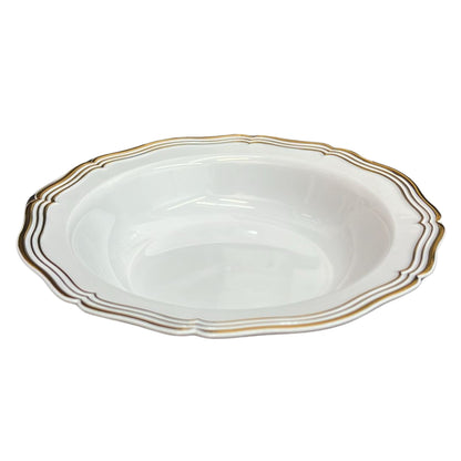 Aristocrat Collection 7.5" White & Gold Plastic Soup Bowls 10CT Tablesettings Decorline