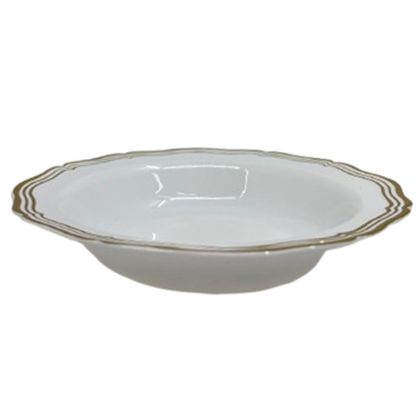 Aristocrat Collection Plastic Soup Bowls White & Gold 7.5 inches Tablesettings Decorline   