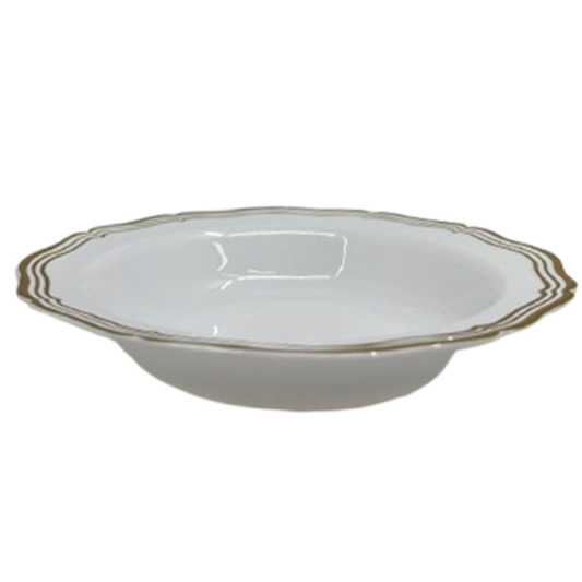 Aristocrat Collection Plastic Soup Bowls White & Gold 7.5 inches Tablesettings Decorline   