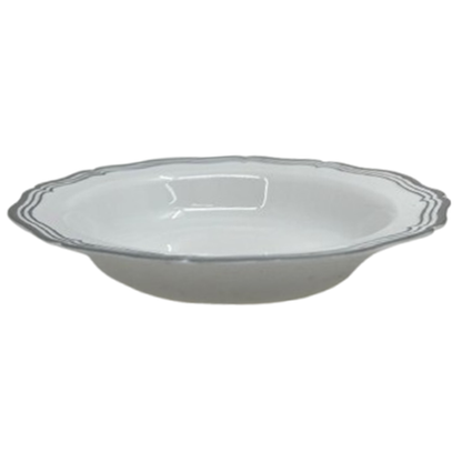 Aristocrat Collection Plastic Soup Bowls White & Silver 7.5 inches Tablesettings Decorline   